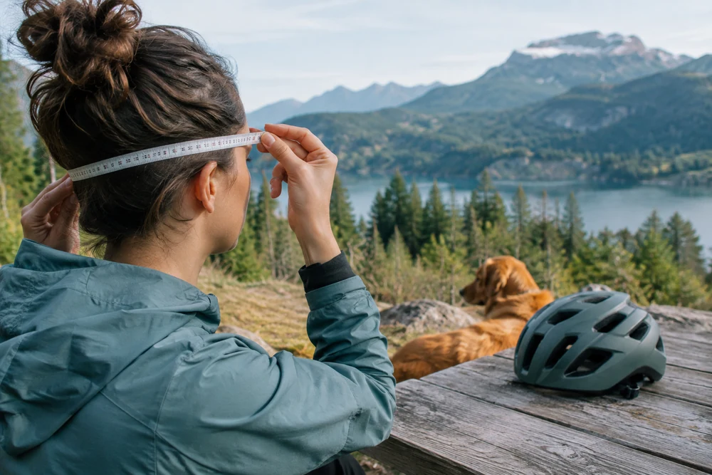 Mesure du tour de tête au mètre ruban pour choisir la bonne taille de casque de vélo adulte
